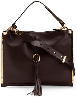 TJ Maxx Leather Shoulder Flap Over Tassel Bag For Leather - Black