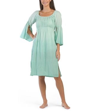 TJ Maxx Alani Long Sleeve Cover-Up Dress For Cotton - Green