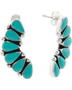 TJ Maxx Sterling Plated Fan Earrings - Blue