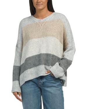TJ Maxx Wool And Cashmere Blend Striped Pull Over Sweater, Acrylic/Wool/Viscose - Gray