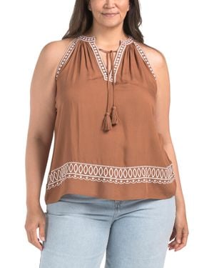 TJ Maxx Plus Split Neck Top For Rayon - Blue