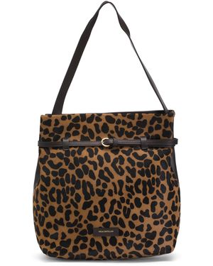 TJ Maxx Leather And Haircalf Front Belted Bucket - Black