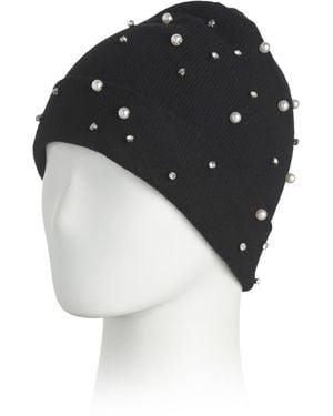 TJ Maxx Merino Wool Faux Pearl And Rhinestone Hat For - Black