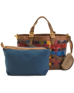 TJ Maxx Leather Dorgon Latigo Basket Handbag - Blue