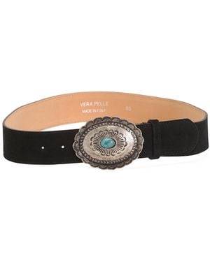 TJ Maxx Suede Metal Plaque With Belt - Black