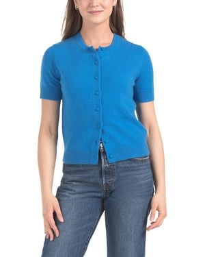TJ Maxx Cashmere Cardigan With Covered Buttons - Blue