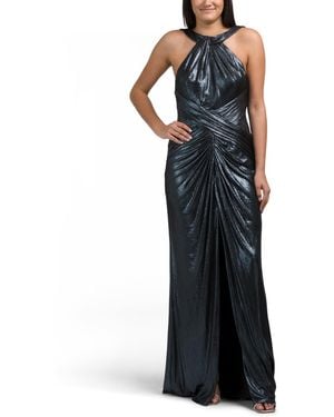 TJ Maxx High Neck Metallic Gown For Spandex/Polyester - Black