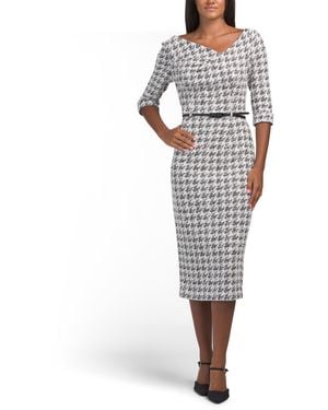 TJ Maxx Three-Quarter Length Sleeve Jackie Midi Dress For Spandex/Cotton/Acrylic - White