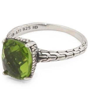 TJ Maxx Sterling Cushion Stone Filigree Ring - Green