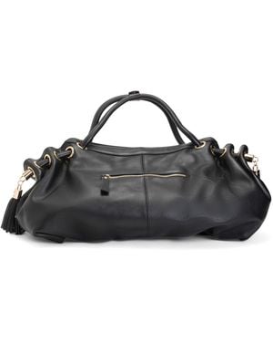 TJ Maxx Leather Musette Satchel, Leather - Black