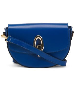 TJ Maxx Leather Crossbody With Oval Hardware And Front Flap, Leather - Blue