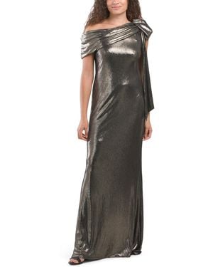 TJ Maxx One Shoulder Metallic Gown For Spandex/Polyester - Gray