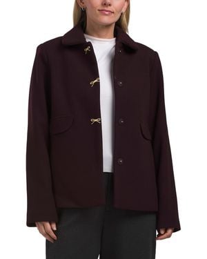 TJ Maxx Bow Button Swing Jacket, Polyester/Viscose - Black
