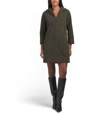 TJ Maxx Corduroy Long Sleeve Mini Dress For Spandex/Cotton - Green