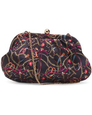TJ Maxx Satin Kiss Lock Clutch, Leather - Red