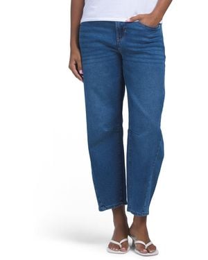 TJ Maxx Semi High Rise Barrel Knee Dart Forward Twisted Seam Jeans For Spandex/Cotton/Polyester - Blue