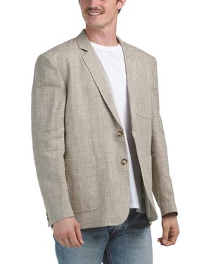 TJ Maxx Linen Blend Thatch Weave Archie Jacket For Linen/Viscose - Gray