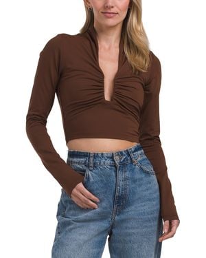 TJ Maxx Carryover Square Wire Long Sleeve Top For Nylon/Spandex - Blue