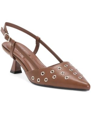 TJ Maxx Grommy Slingback Heels For - Brown