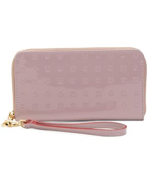TJ Maxx Patent Leather Large Zip Around Wristlet Wallet, Leather - Pink