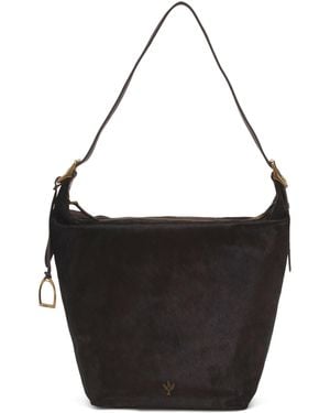 TJ Maxx Haircalf And Leather Sienna Large Bucket Hobo With Strap For Leather - Black