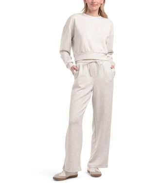 TJ Maxx 2Pc Top And Wide Leg Pants Sweatsuit For Spandex/Polyester/Viscose - White