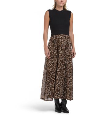 TJ Maxx Twofer Knit Mesh Maxi Dress For Nylon/Spandex/Polyester - Brown