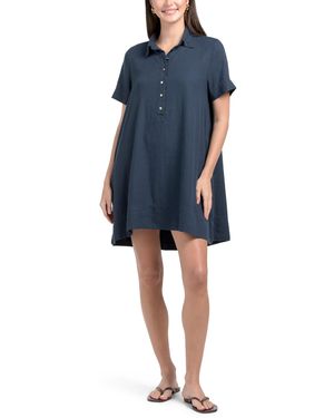 knee length dresses for ladies NATRURAL RAYON LINEN LS MINI COAT DRESS – Sim and Sam