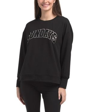 TJ Maxx Crew Neck Long Sleeve Pull Over Sweatshirt With Wording Details For Spandex/Polyester - Black