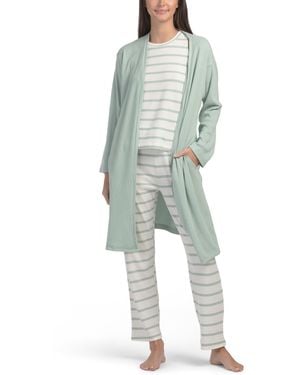 TJ Maxx 3Pc Waffle Knit Duster Lounge Set For Spandex/Polyester - Green