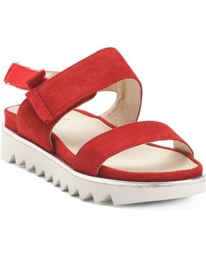 TJ Maxx Suede Angelis Wedge Sandals For Leather/Suede - Red