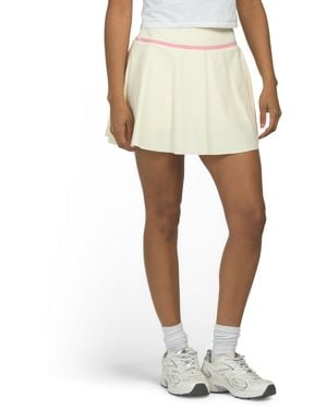 TJ Maxx Perforated Flared Skort With Contrast Detail And Inner Shorts, Spandex/Polyester - White