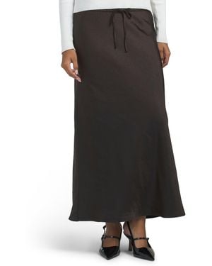 TJ Maxx Crinkle Satin Flared Slip Pull On Skirt For Polyester - Black