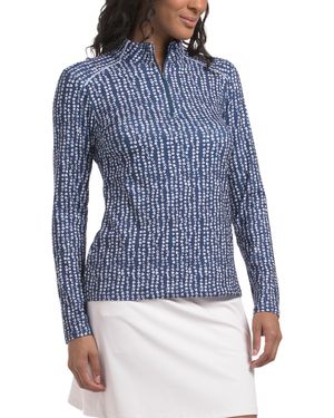 TJ Maxx Upf 50 Printed Quarter Zip Jacket For Spandex/Polyester - Blue