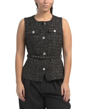 TJ Maxx Boucle Sleeveless Vest For Polyester/Rayon - Black