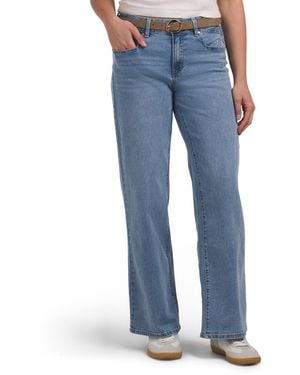 TJ Maxx Mid Rise Wide Leg With Suede Tone Buckle Belt For Spandex/Cotton/Polyester - Blue