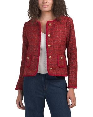 TJ Maxx Petite Boucle Jacket For Polyester/Wool - Red