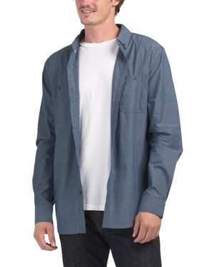 TJ Maxx Smoke Valley Long Sleeve Button Down Shirt For Cotton - Blue