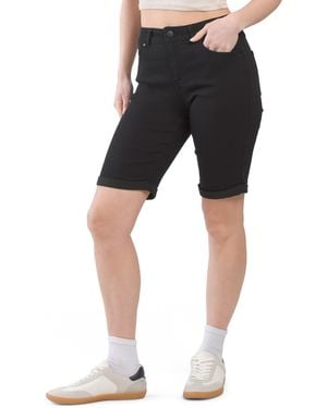 TJ Maxx High Rise Recycled Rolled Cuff Bermuda Shorts For Spandex/Cotton/Polyester - Black