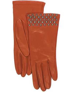 TJ Maxx Leather Px Gloves With Embellished Cuffs For - Orange