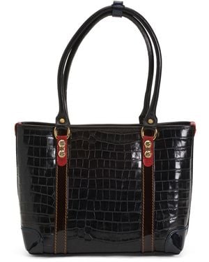 TJ Maxx Leather Crocodile Tote, Leather - Black
