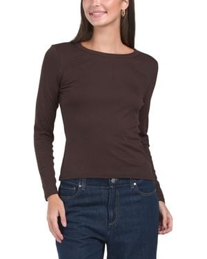 TJ Maxx Essential Crew Neck Long Sleeve T-Shirt For Spandex/Rayon - Black
