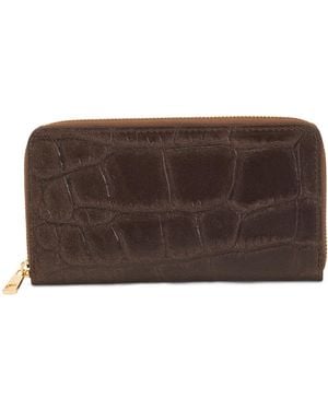 TJ Maxx Leather Printed Crocodile Continental Zip Around Wallet, Leather - Brown