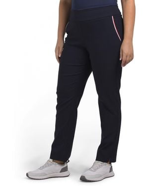 TJ Maxx Tummy Control Pants With Pockets And Contrast Piping For Nylon/Viscose - Blue