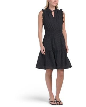 TJ Maxx Eyelet Mini Day Dress For Cotton/Polyester - Black