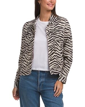 TJ Maxx Linen Vintage Print Jean Jacket - Gray