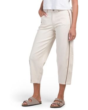 TJ Maxx Mid Rise Cropped Barrel Jeans With Contrast Piping For Spandex/Cotton - White