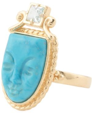 TJ Maxx 18Kt Plated Magnesite Face Ring For - Blue