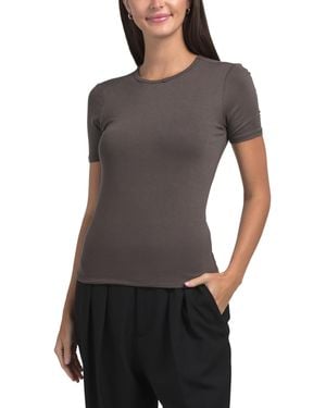 TJ Maxx Cashmere Blend Jersey Short Sleeve Crew Neck Top For Spandex/Modal/Cashmere - Gray