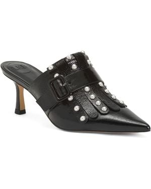 TJ Maxx Atty Pearl Mule Open Court Heels For Leather - Black
